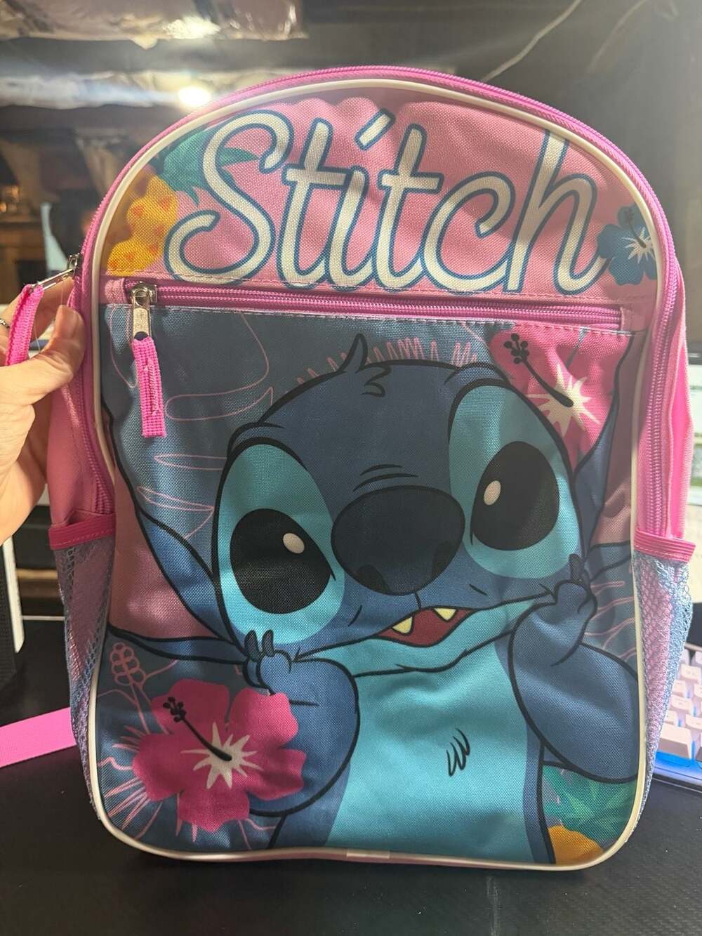 Disney Lilo & Stitch Pink Kids Backpack with Front Pocket